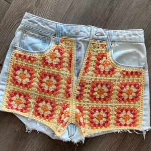 Cute Crochet and Jean Cut Off Shorts